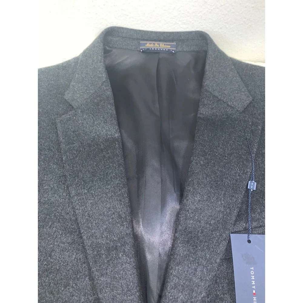 Tommy Hilfiger Mens Blazer Charcoal Gray Heather Two Button Sport Coat Jacket